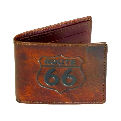 Lompakko Route66 Brown Genuine Leather Bifold Wallet