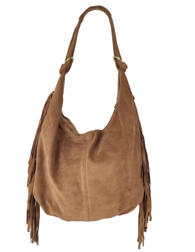 Hapsulaukku Florence Leather Suede Shoulder Bag with Fringes